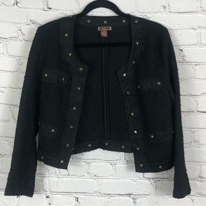 DMBM BLACK COTTON BLEND CROPPED JACKET. Size(XS)